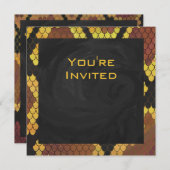 モノグラムスネークブラウンおよび金ゴールドプリント 招待状 (正面/裏面)