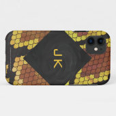 モノグラムスネークブラウンおよび金ゴールドプリント Case-Mate iPhoneケース (裏面(横))