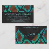 モノグラムスネークブラウンアンドティール（緑がかった色）プリント 名刺 (正面/裏面)