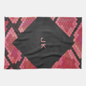 モノグラムスネークブラックアンドレッドプリント キッチンタオル (横)