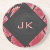 モノグラムスネークブラックアンドレッドプリント コースター (正面)