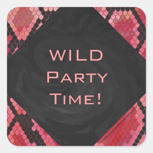 モノグラムスネークブラックアンドレッドプリント スクエアシール (正面)