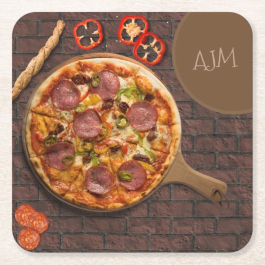 モノグラムスプリームピザパーティー スクエアペーパーコースター (正面)