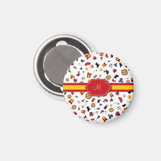 モノグラムスペインのを追加するためのフラグ付きアイテム マグネット (正面/裏面)