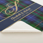 モノグラムスミスタータンチェックブルーグリーン金ゴールドニューリウェズ シェルパブランケット (3/4)