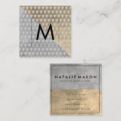 モノグラムセピア灰色のカラーブロック |幾何三角形 スクエア名刺 (正面/裏面)