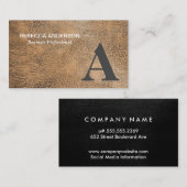 モノグラムセリフ灰色、茶色の革 名刺 (正面/裏面)