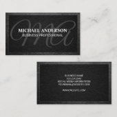モノグラムセリフ |黒いテクスチャ |レザー 名刺 (正面/裏面)
