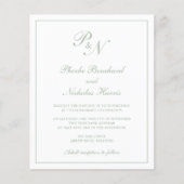 モノグラムセージグリーンバジェット結婚式招待状 (正面)