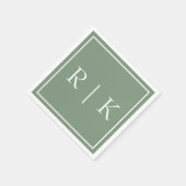 モノグラムセージシンプルグリーン結婚ミニマリスト スタンダードカクテルナプキン (角)