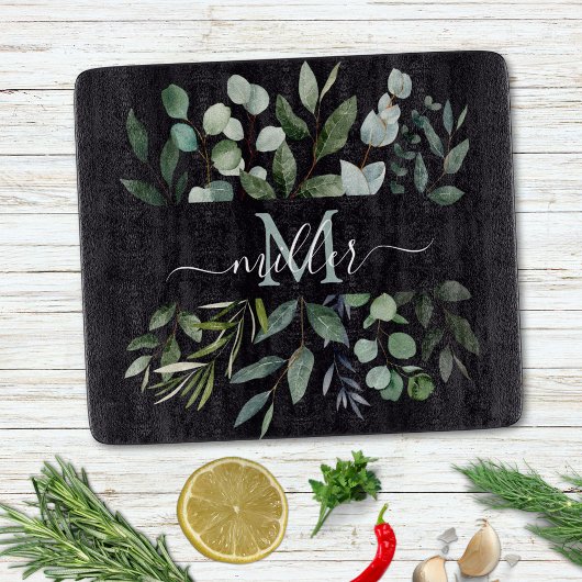 モノグラムセージ緑のユーカリ緑離れの カッティングボード