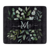 モノグラムセージ緑のユーカリ緑離れの カッティングボード (正面)