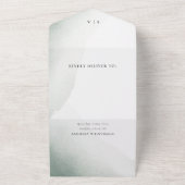 モノグラムセージ緑の水色ウォッシュ結婚ズ オールインワン招待状 (外側)