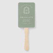 モノグラムセージ緑の白い写真卒業 ハンドファン (裏面)