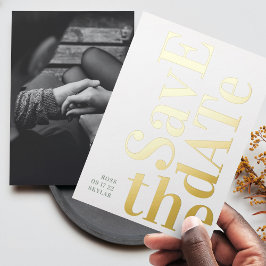 モノグラムセージ緑の白の日付を保存 箔招待状