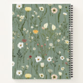 モノグラムセージ緑の黄色の白ワイルドフラワーズボホ ノートブック (裏面)