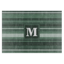 モノグラムセージ緑ストライプの カッティングボード