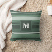 モノグラムセージ緑ストライプの クッション (ブランケット)