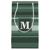 モノグラムセージ緑ストライプの スモールペーパーバッグ (正面)