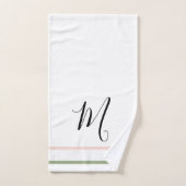 モノグラムセージ緑ピンク白ストライプ色 バスタオルセット (ハンドタオル)