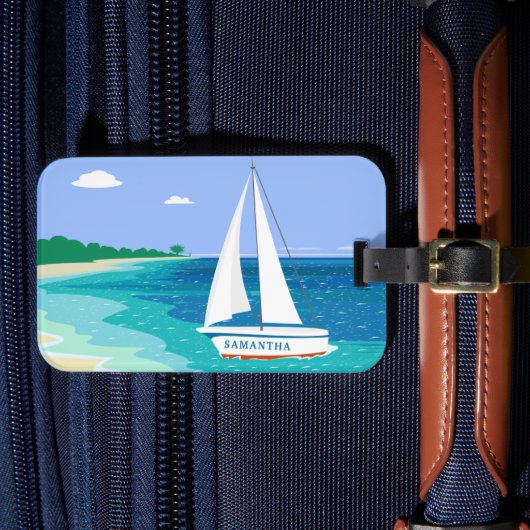 モノグラムセールボートトロピカルビーチラゲージタグ ラゲッジタグ (正面インサイチュ4)