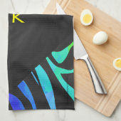 モノグラムゼブラブラックアンドレインボープリント キッチンタオル (四つ折り)