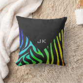 モノグラムゼブラブラックアンドレインボープリント クッション (ブランケット)