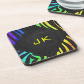 モノグラムゼブラブラックアンドレインボープリント コースター (左側)