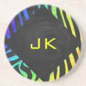 モノグラムゼブラブラックアンドレインボープリント コースター (正面)