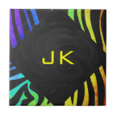 モノグラムゼブラブラックアンドレインボープリント タイル (正面)