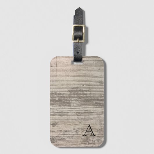 モノグラムゼンウッドグレインデザインブラックブラウンストライプズ ラゲッジタグ (正面縦)