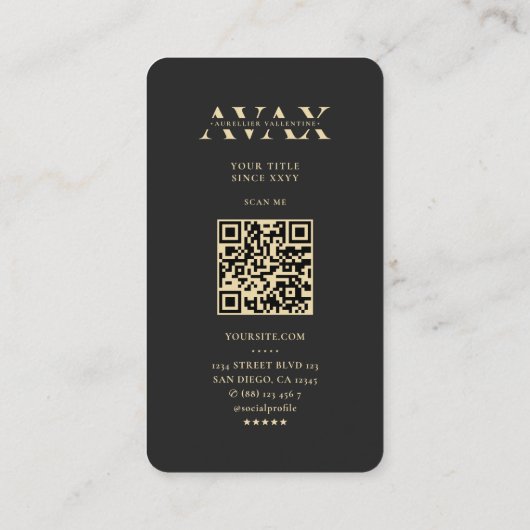 モノグラムソフトウェアエンジニアブラックモダン金ゴールド 名刺 (裏面)