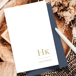 モノグラムソーシャルエレガントノテカードネイビーブルー金ゴールド ノートカード