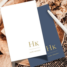 モノグラムソーシャルノテカードプロフェッショナルネイビー金ゴールド ノートカード