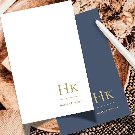 モノグラムソーシャルノテカードプロフェッショナルネイビー金ゴールド ノートカード