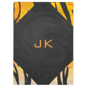 モノグラムタイガーブラックとオレンジ色のプリントパターン クリップボード (裏面)