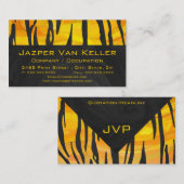 モノグラムタイガーブラックとオレンジ色のプリントパターン 名刺 (正面/裏面)