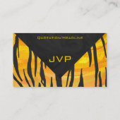 モノグラムタイガーブラックとオレンジ色のプリントパターン 名刺 (裏面)