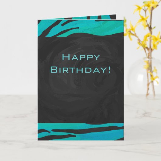 モノグラムタイガーブラックとティール(緑がかった色)プリントパターン カード (黄色い花)