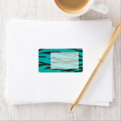 モノグラムタイガーブラックとティール（緑がかった色）プリントパターン ラベル (インサイチュ)