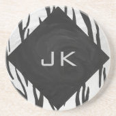 モノグラムタイガーブラックアンドホワイトプリント コースター (正面)