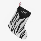 モノグラムタイガーブラックアンドホワイトプリント スモールクリスマスストッキング (正面 (吊り時))