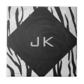 モノグラムタイガーブラックアンドホワイトプリント タイル (正面)