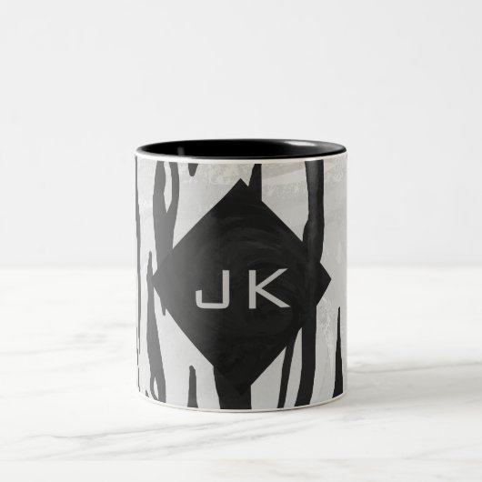 モノグラムタイガーブラックアンドホワイトプリント ツートーンマグカップ (中央)