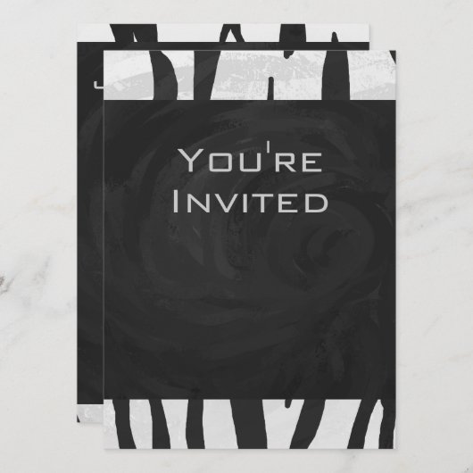 モノグラムタイガーブラックアンドホワイトプリント 招待状 (正面/裏面)