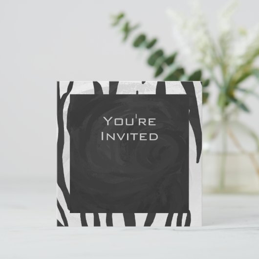 モノグラムタイガーブラックアンドホワイトプリント 招待状 (スタンド正面)