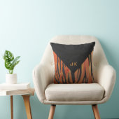 モノグラムタイガーホットオレンジとブラックプリントパターン クッション (椅子)