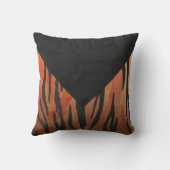 モノグラムタイガーホットオレンジとブラックプリントパターン クッション (裏面)