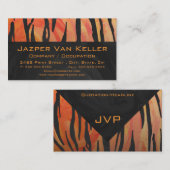 モノグラムタイガーホットオレンジとブラックプリントパターン 名刺 (正面/裏面)