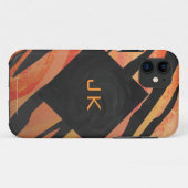 モノグラムタイガーホットオレンジとブラックプリントパターン Case-Mate iPhoneケース (裏面(横))